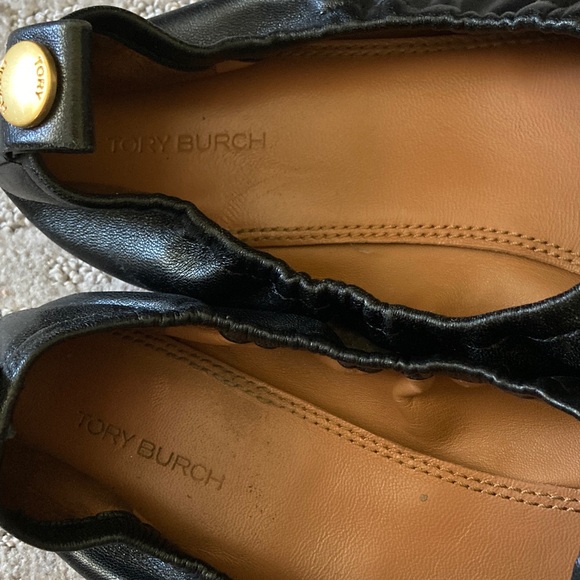 TORY BURCH black nappa leather Flower Ballet flats, 9.5. - Picture 8 of 13